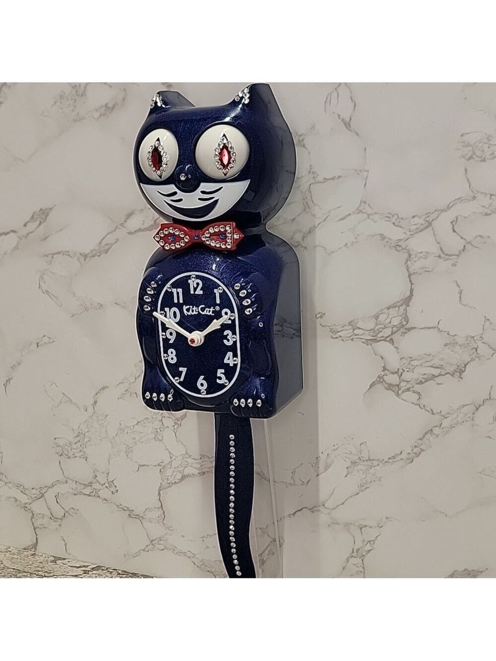 Rare Jeweled Red, White & Galaxy Blue Kit-Cat Klock LIMITED EDITION - Picture 11 of 16